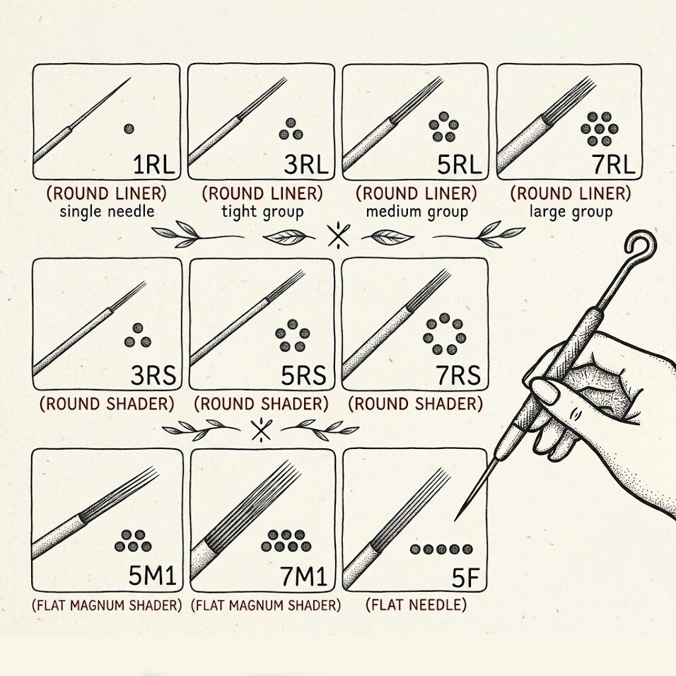 Stick & poke tattoo needles chart