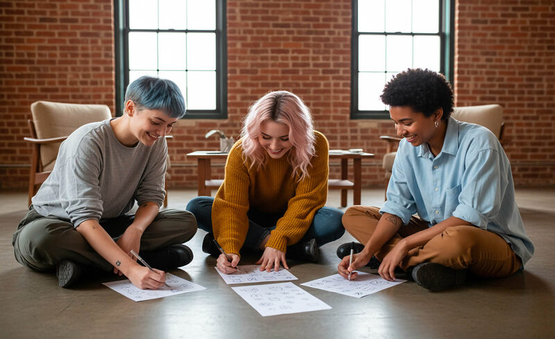 Women drawing tattoo design ideas